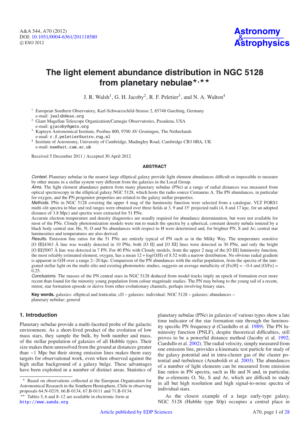 The Light Element Abundance Distribution in NGC 5128 from Planetary Nebulae�,
