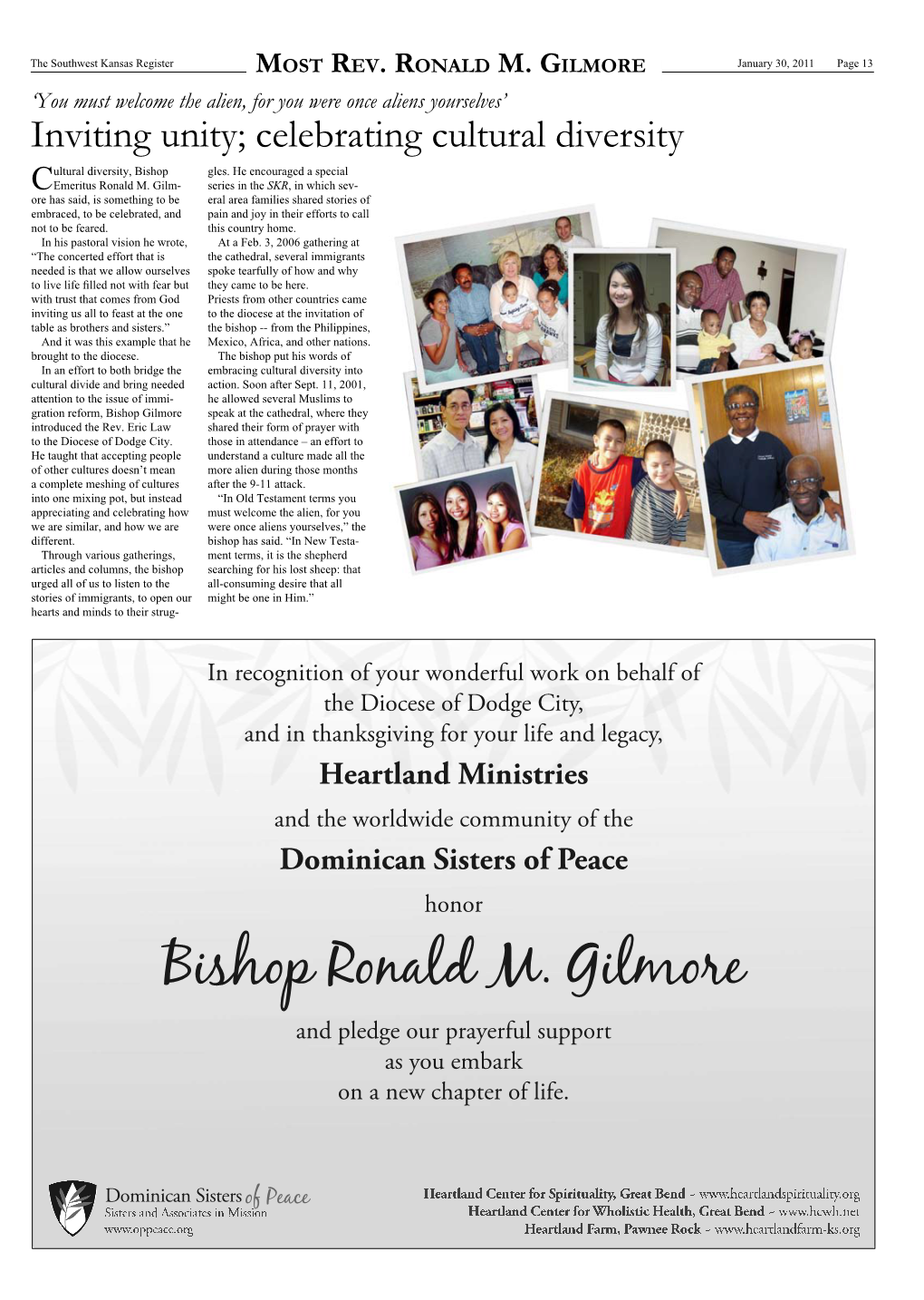 Bishop Ronald M. Gilmore and Pledge Our Prayerful Support As You Embark on a New Chapter of Life