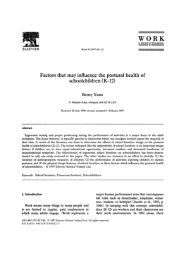 Factors That May Influence the Postural Health of Schoolchildren (K-12)