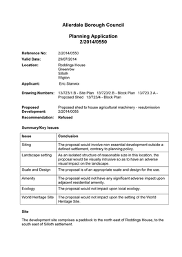 Allerdale Borough Council Planning Application 2/2014/0550
