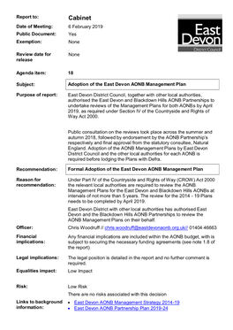 Adoption of the East Devon AONB Management Plan