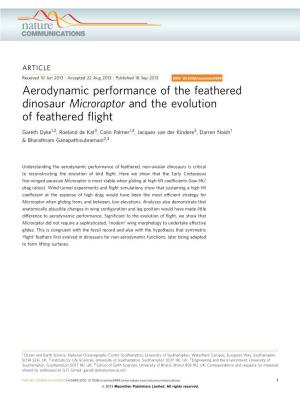 Aerodynamic Performance of the Feathered Dinosaur Microraptor and the Evolution of Feathered ﬂight