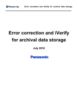 Error Correction and Iverify for Archival Data Storage