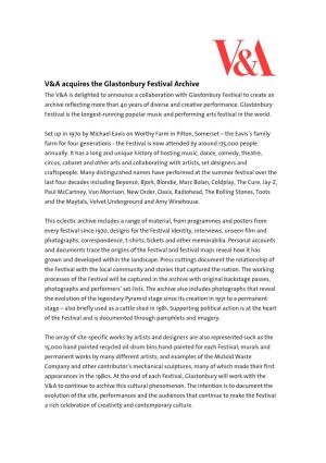 V&A Acquires the Glastonbury Festival Archive