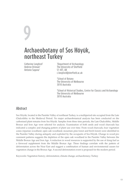 Archaeobotany of Sos Höyük, Northeast Turkey