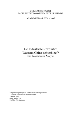 De Industriële Revolutie: Waarom China Achterbleef? Een Economische Analyse