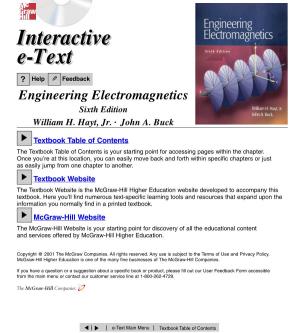 Engineering Electromagnetics Sixth Edition William H. Hayt, Jr. . John A. Buck