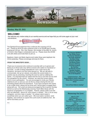 California Ave. Church of Christ Newsletter