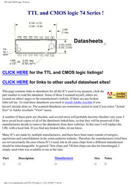 TTL and CMOS Logic 74 Series