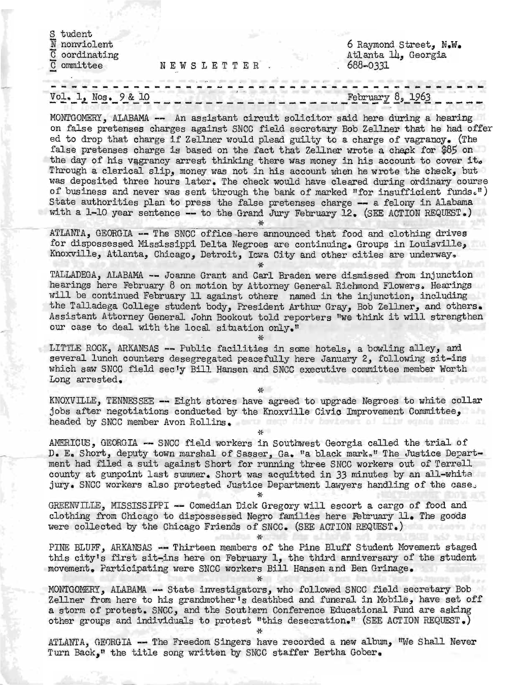 513.SNCC.Newsltr.2.8.1963.Pdf