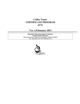 Roaster Guild Certification Program Handbook