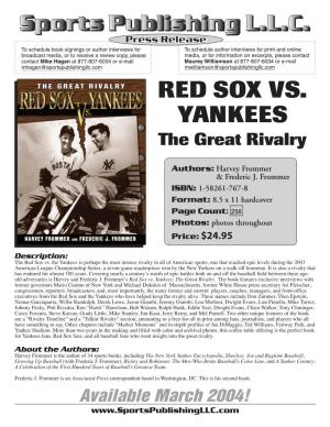 RED SOX VS. YANKEES the Great Rivalry