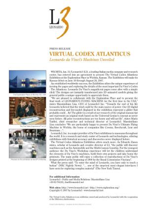 VIRTUAL CODEX ATLANTICUS Leonardo Da Vinci’S Machines Unveiled