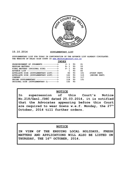 15.10.2014 Supplementary List