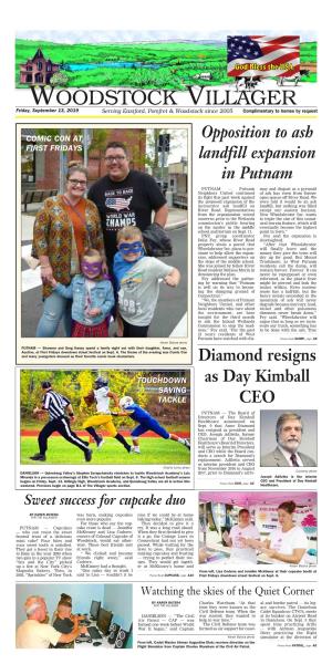 Woodstock Villager Friday, September 13, 2019 Serving Eastford, Pomfret & Woodstock Since 2005 Complimentary to Homes by Request