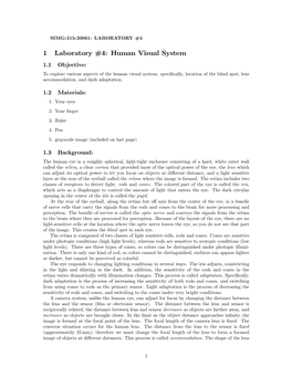 1 Laboratory #4: Human Visual System