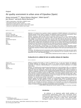 Air Quality Assessment in Urban Areas of Gipuzkoa (Spain)