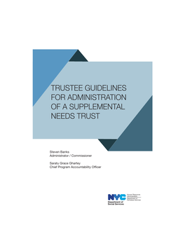 Supplemental Needs Trust Trustee Guidelines
