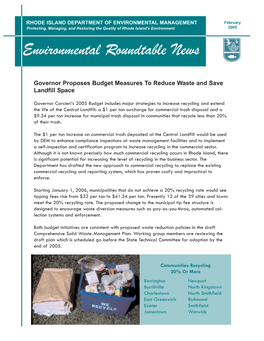 Environmental Roundtable Newsletter, February 2005