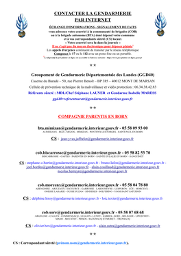 Contacter La Gendarmerie Par Internet