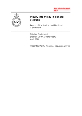 Inquiry Into the 2014 General Election