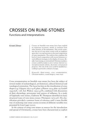 CROSSES on RUNE-STONES Functions and Interpretations