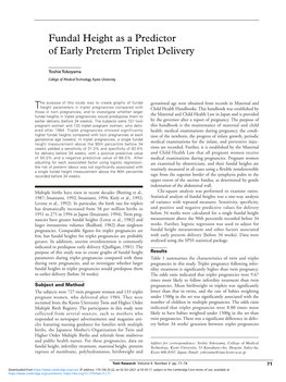 Fundal Height As a Predictor of Early Preterm Triplet Delivery