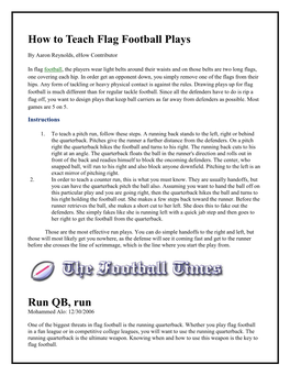 How to Teach Flag Football Plays Run QB