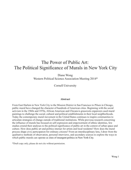 The Power of Public Art: the Political Significance of Murals in New York City