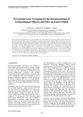 Terrestrial Laser Scanning for the Documentation of Archaeological Objects and Sites on Easter Island