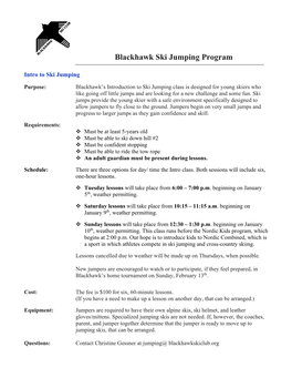 Blackhawk Ski Jumping Program