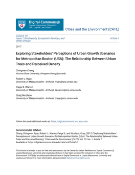 Exploring Stakeholders' Perceptions of Urban Growth Scenarios For