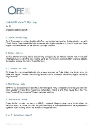 Untold Stories of Hip Hop 6 X 60’ EPISODIC BREAKDOWN