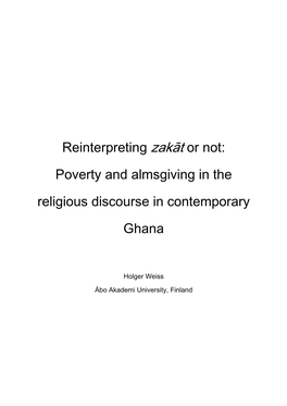 Reinterpreting Zakāt Or Not: Poverty and Almsgiving in the Religious