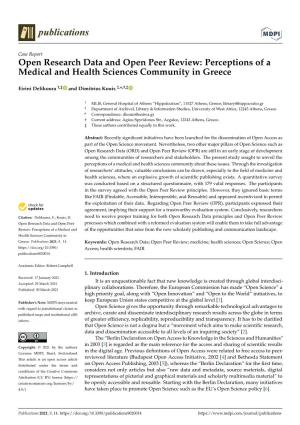 Open Research Data and Open Peer Review: Perceptions of a Medical and Health Sciences Community in Greece