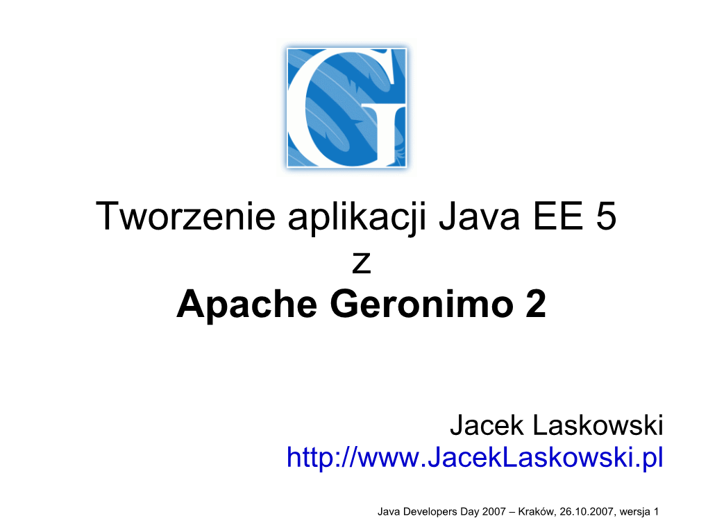 Tworzenie Aplikacji Java EE 5 Z Apache Geronimo 2