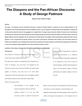 The Diaspora and the Pan-African Discourse: a Study of George Padmore