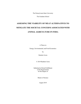 Assessing the Viability of Meat Alternatives to Mitigate the Societal Concerns Associated with Animal Agriculture in India