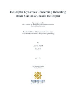 Helicopter Dynamics Concerning Retreating Blade Stall on a Coaxial Helicopter