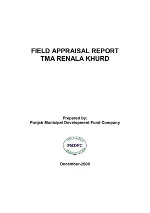 Field Appraisal Report Tma Renala Khurd