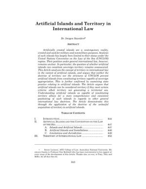 Artificial Islands and Territory in International Law