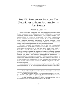 The 2011 Basketball Lockout: the Union Lives to Fight Another Day— Just Barely