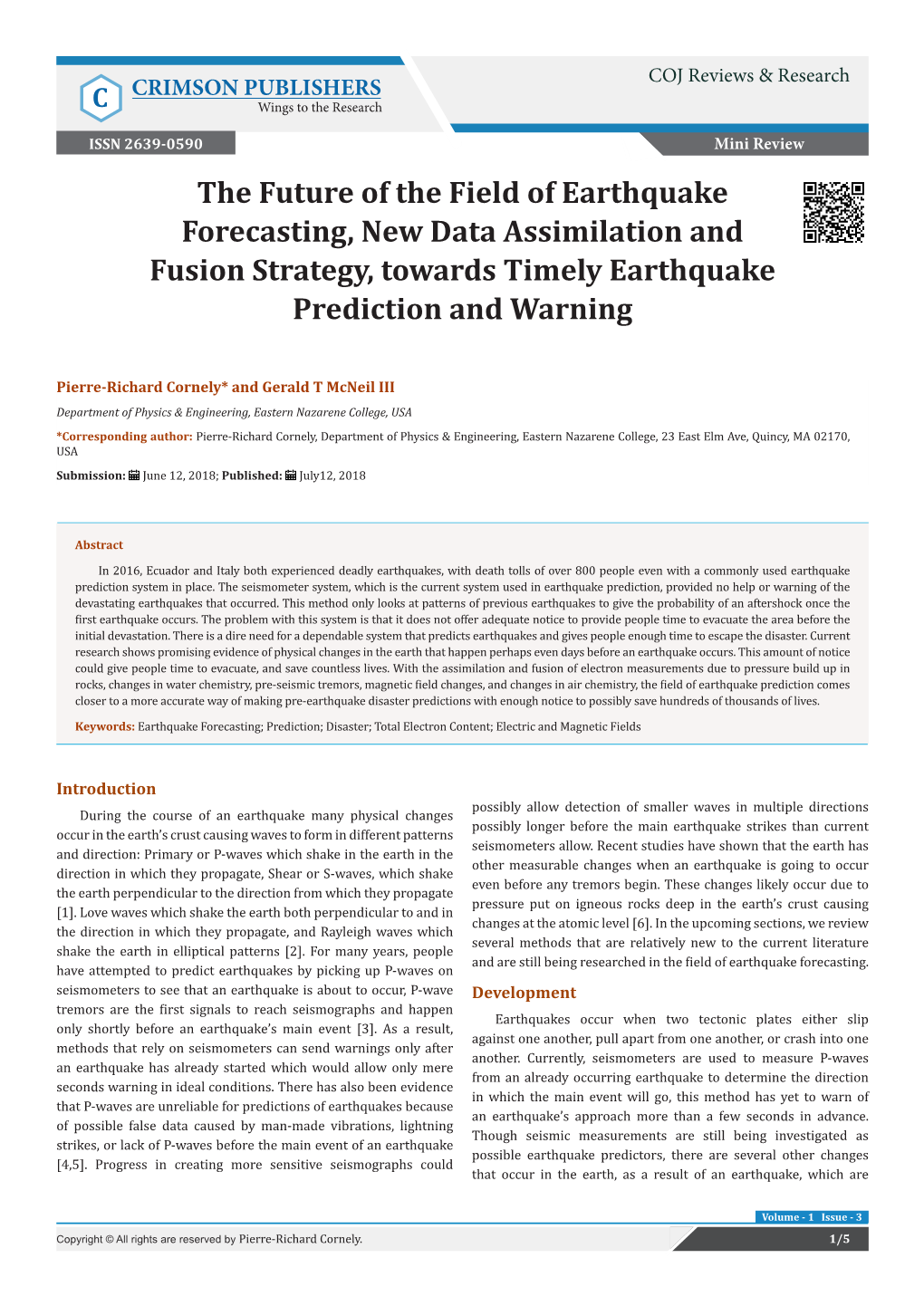 The Future of the Field of Earthquake Forecasting, New Data ...