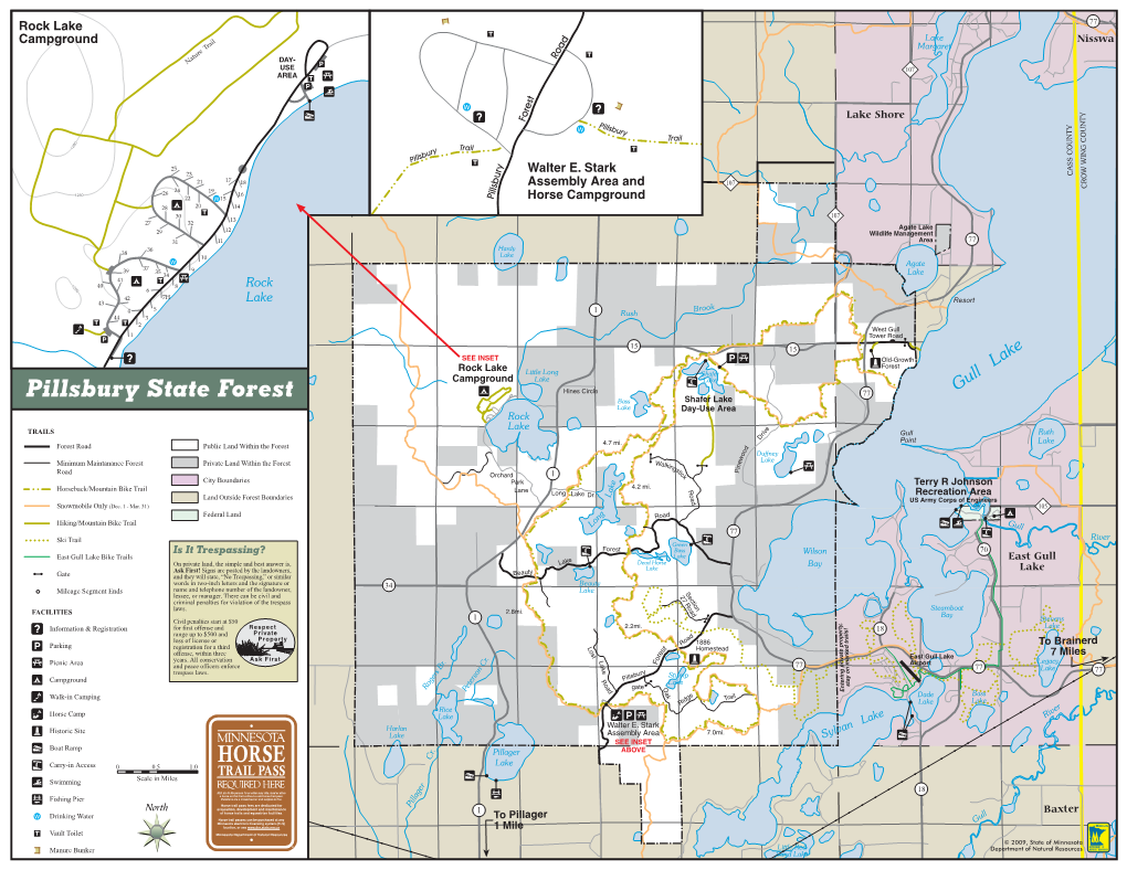 Pillsbury State Forest Hines Circle 77 Bass Shafer Lake Lake Day-Use Area Rock Lake TRAILS Gull Ruth Drive Point Lake Forest Road Public Land Within the Forest 4.7 Mi