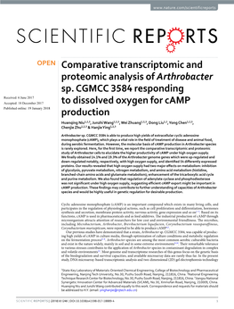 Comparative Transcriptomic and Proteomic Analysis of Arthrobacter Sp