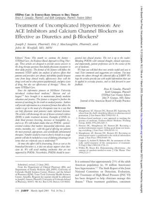 Are ACE Inhibitors and Calcium Channel Blockers As Effective As Diuretics and ␤-Blockers?