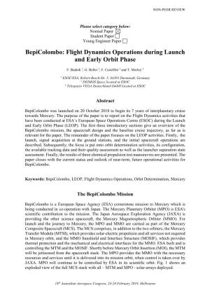 Bepicolombo: Flight Dynamics Operations During Launch and Early Orbit Phase