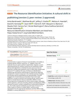 The Resource Identification Initiative: a Cultural Shift in Publishing [Version 2; Peer Review: 2 Approved]