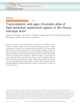 Transcriptomic and Open Chromatin Atlas of High-Resolution Anatomical Regions in the Rhesus Macaque Brain