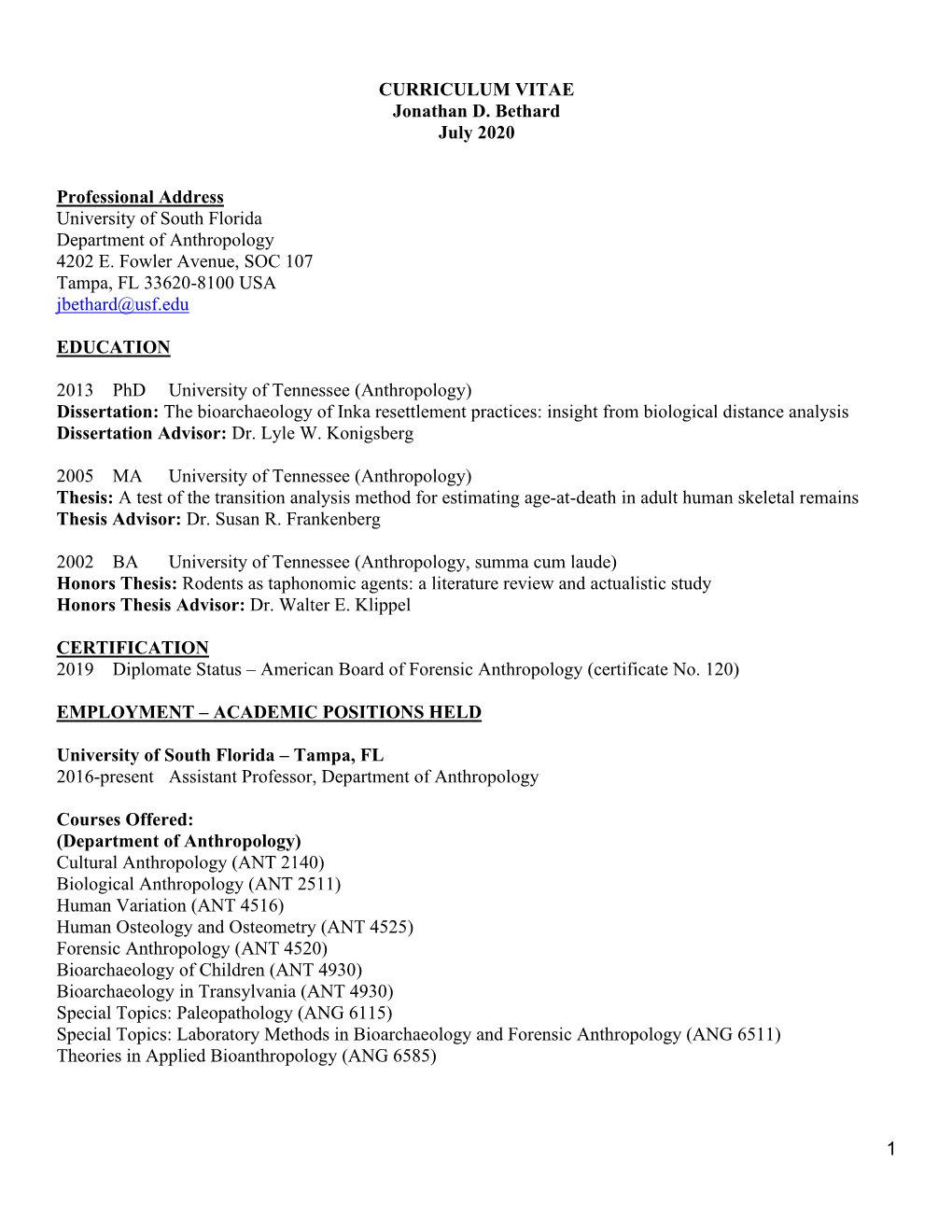 CURRICULUM VITAE Jonathan D